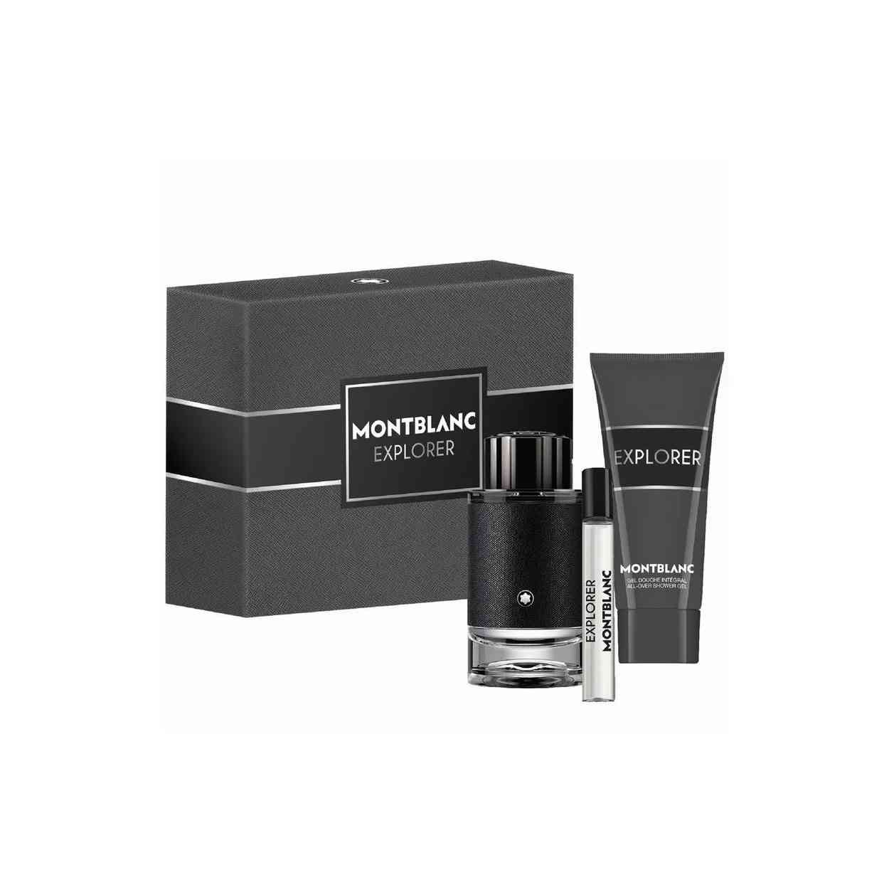 Set Montblanc: Explorer Eau De Parfum uomo 100ml + Explorer Eau De Parfum uomo 15ml + Explorer gel doccia per tutti i tipi di pe