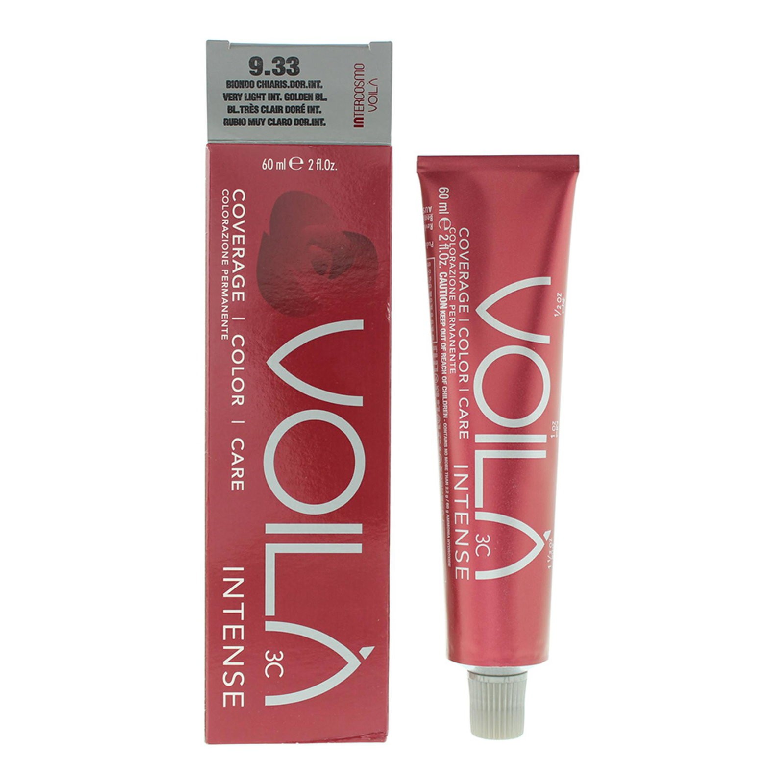 Intercosmo Voila 3C Intense tinta per capelli permanente 9.33 Very Light Intense Golden Blonde 60ml