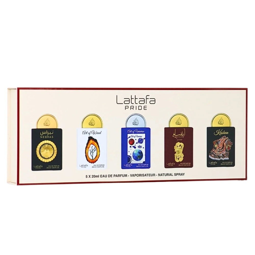 Set Lattafa: Nebras Eau De Parfum donna 20ml + Art Of Wood Eau De Parfum donna 20ml + Art Of Universe Eau De Parfum donna 20ml +