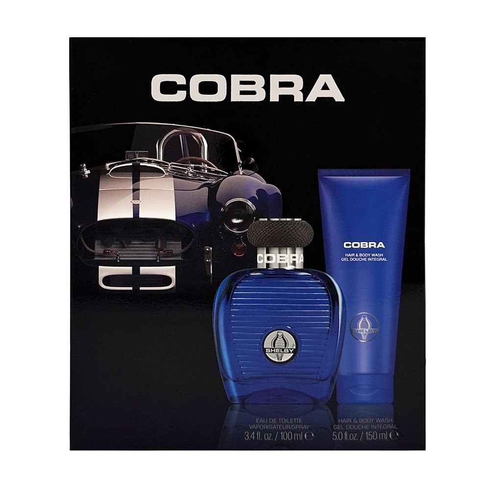 Set Carroll Shelby: Blue Cobra Eau De Toilette uomo 100ml + Blue Cobra gel doccia e shampoo 2 in 1 150ml