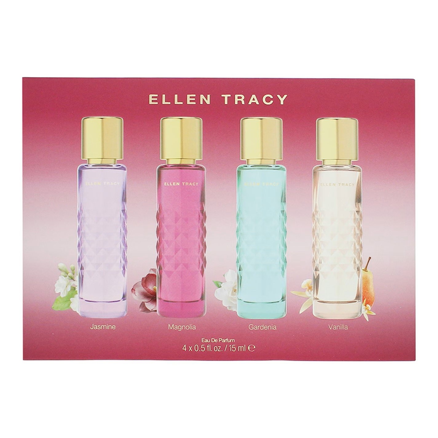 Set Ellen Tracy: Quilted Gardenia Eau De Parfum donna 15ml + Quilted Vanilla Eau De Parfum donna 15ml + Quilted Magnolia Eau De