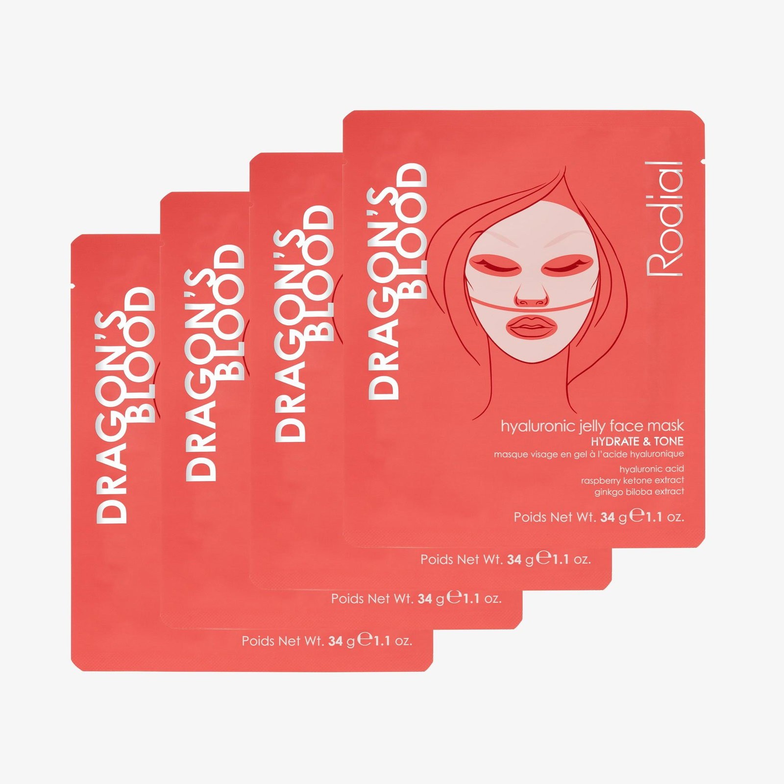 Rodial Dragon's Blood idratante maschera in gel viso 4 pcs 4 pcs