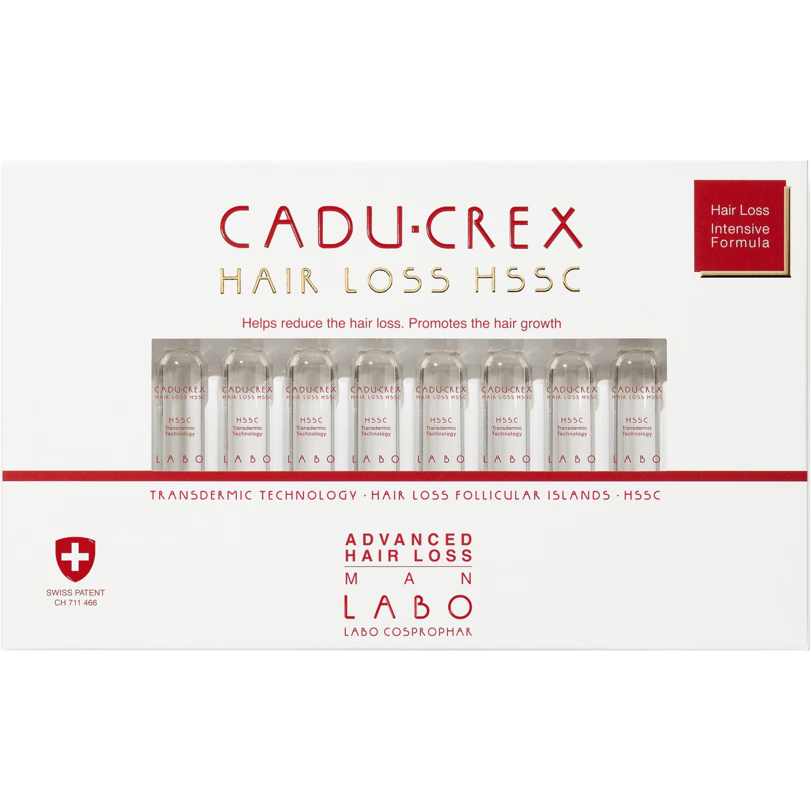 Labo Suisse Cadu-Crex Advanced Stage anti caduta dei capelli siero trattamento in fiale per cuoio capelluto uomo 40 pcs 3.5ml