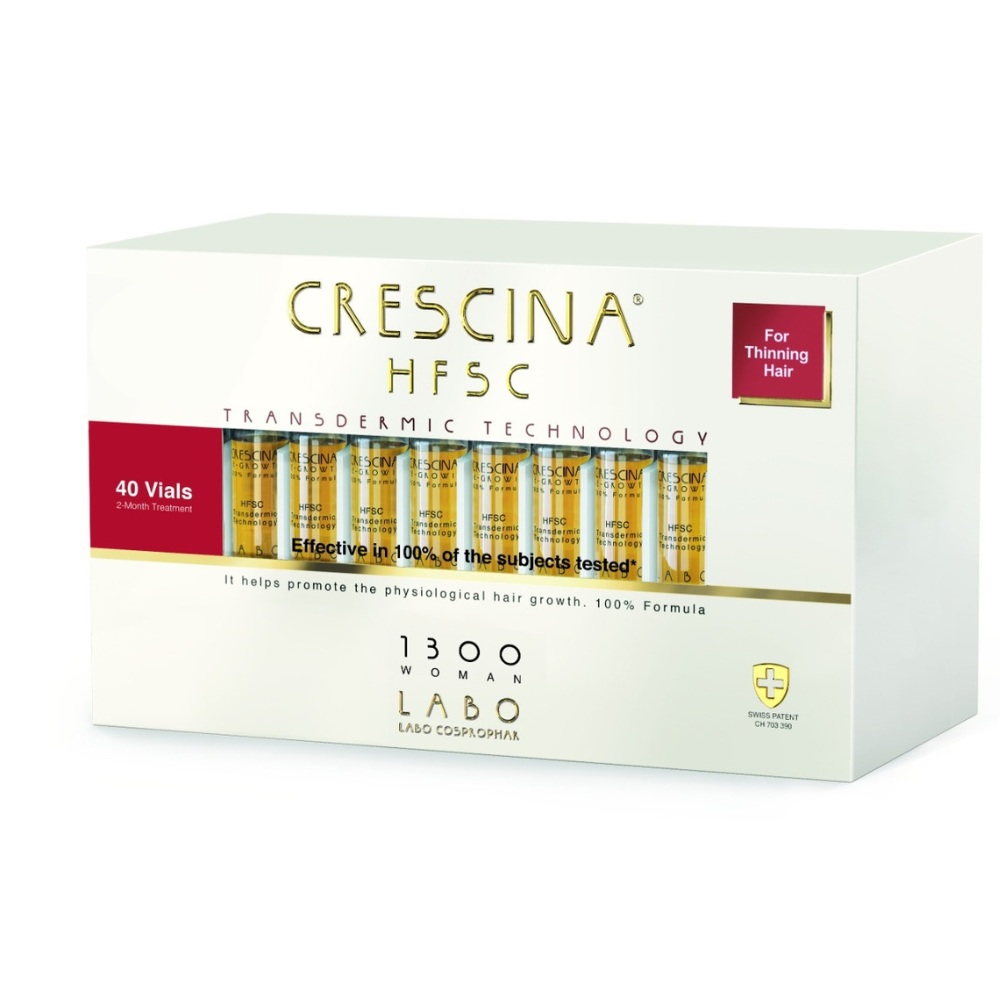 Labo Suisse Crescina Transdermic HFSC 1300 per stimolare la crescita siero trattamento in fiale per cuoio capelluto donna 40 pcs