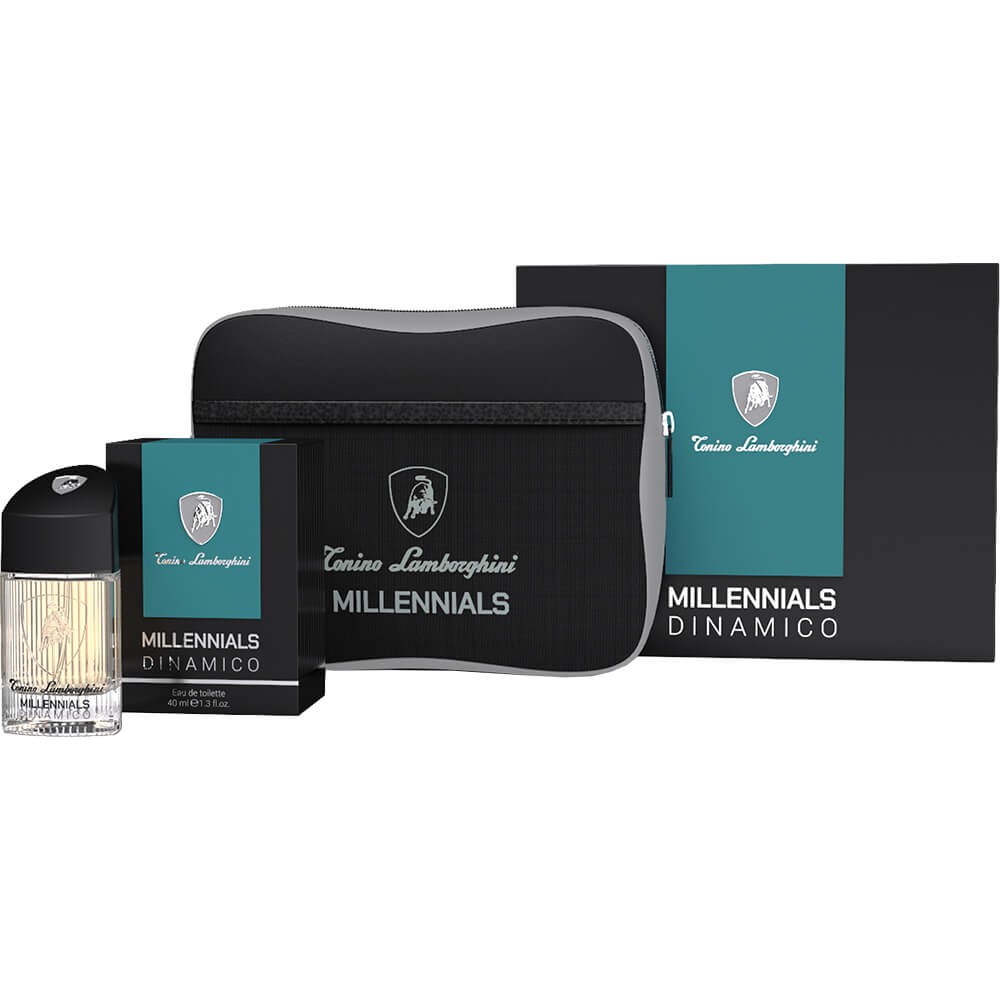 Set Tonino Lamborghini: Millennials Dinamico Eau De Toilette uomo 40ml + Millennials Dinamico Zippered GWP Textile Pouch