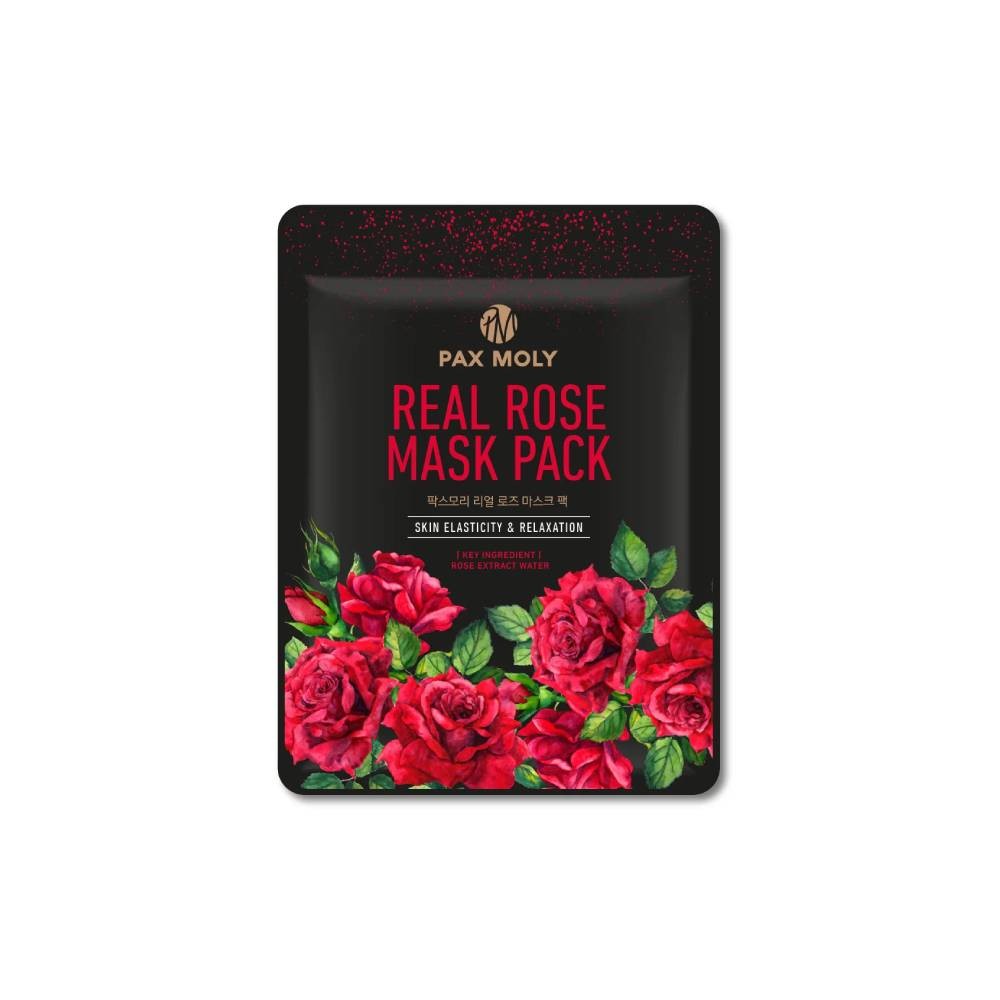 PaxMoly Real Rose idratante e lenitivo maschera in tessuto viso giorno e notte 25ml donna