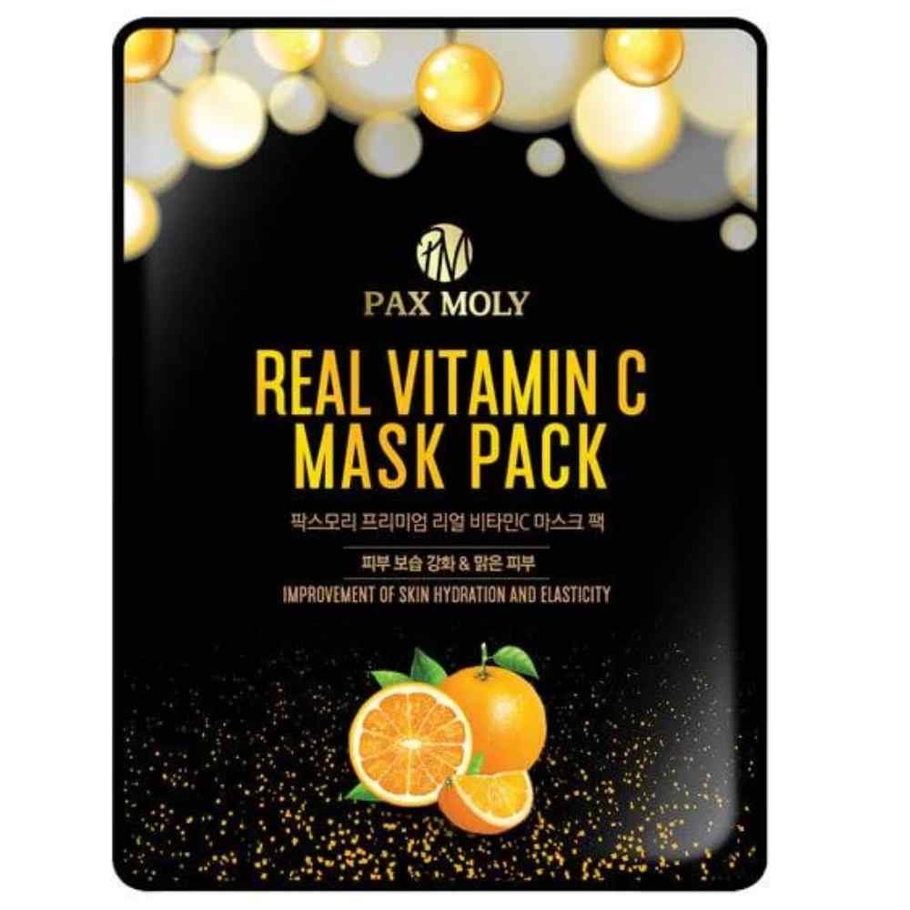 PaxMoly Real Vitamin C Brightening & Anti-Aging maschera in tessuto viso giorno e notte 25ml donna