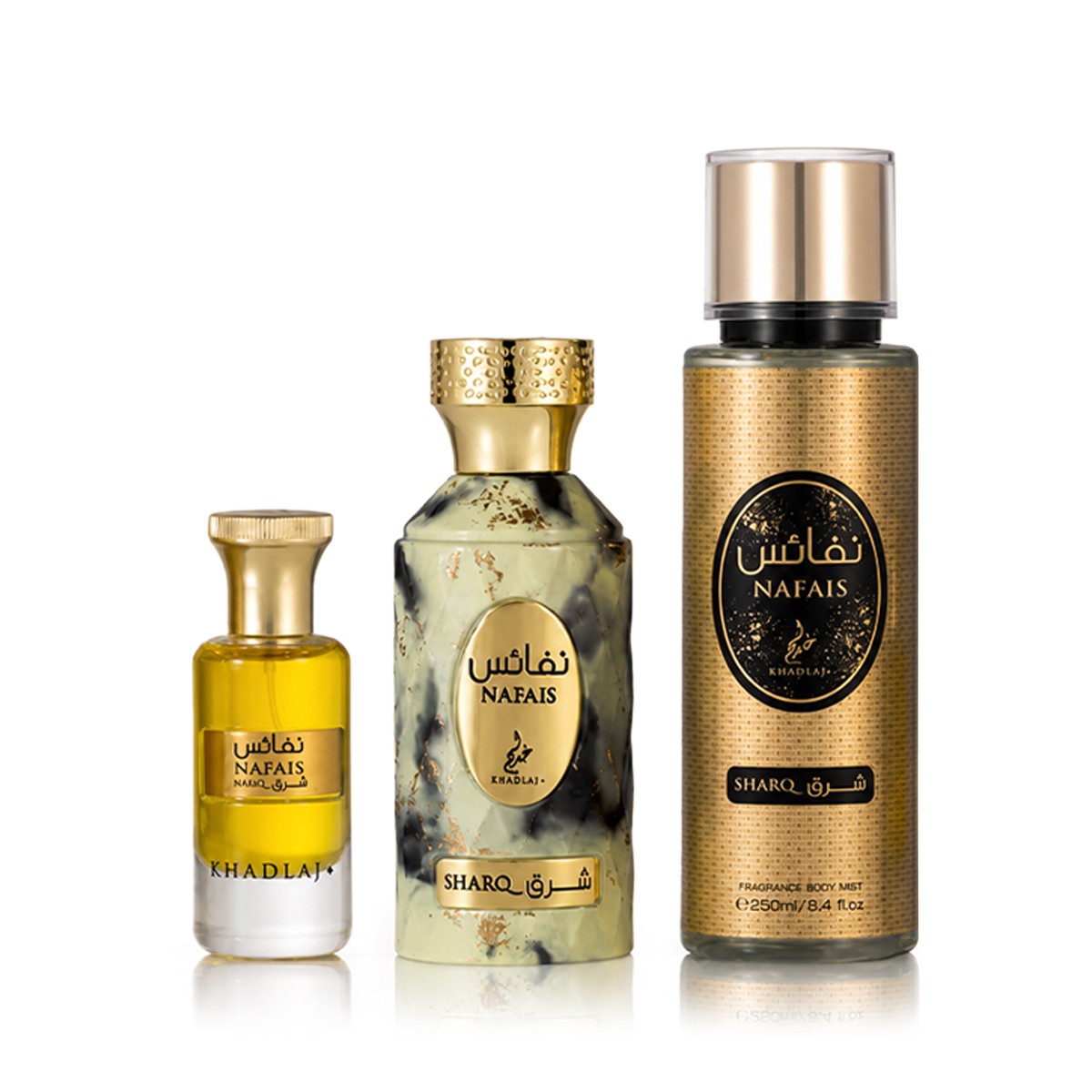 Khadlaj Nafais Sharq eau de parfum 100ml + bodyspray 250ml + olio profumato 24ml unisex