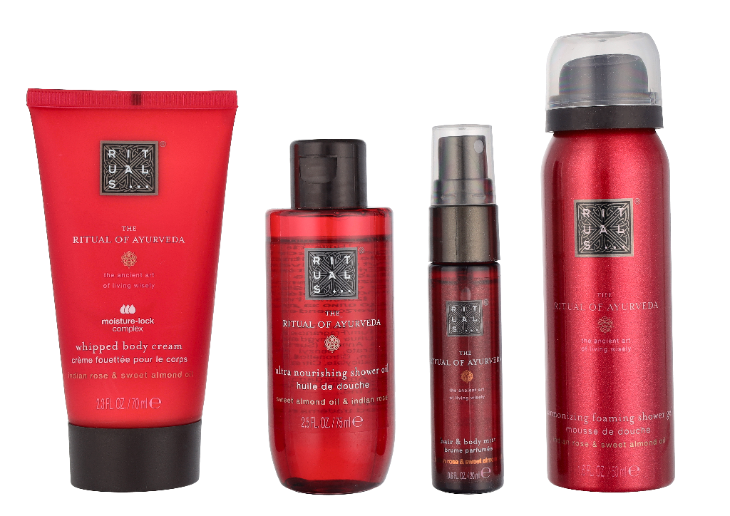 Rituals Ayurveda Small Giftset Shower Oil 75ml Foaming Shower Gel 50ml Hair & Body Mist 20ml Body Cream 70ml 200ml