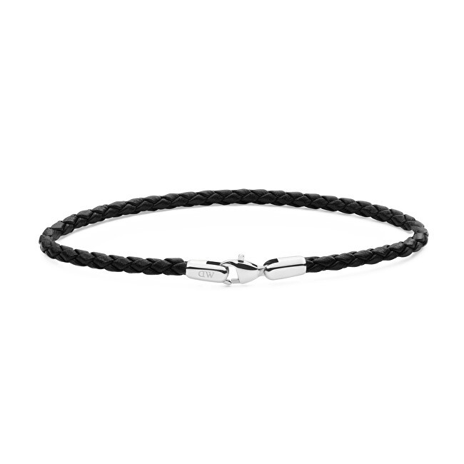 Daniel Wellington intrecciato cuoio nero bracciale Sheffield Daniel DW004017 uomo nero argento 0406-195