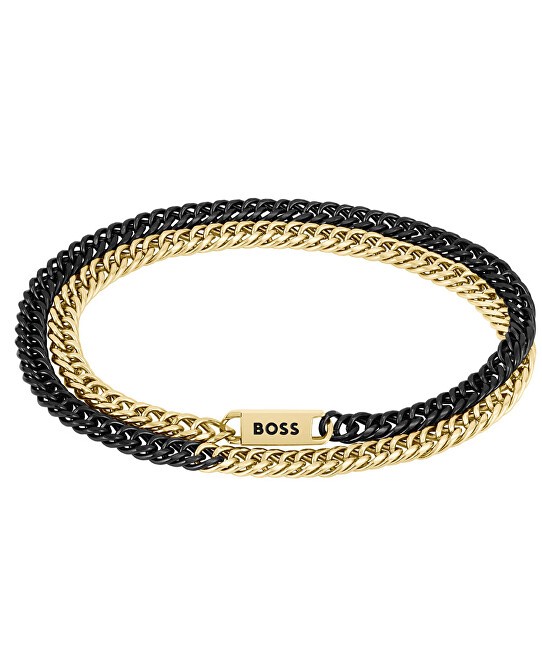 Hugo Boss bicolore bracciale uomo Jaxe 1580392 uomo bicolore oro nero 0424-19