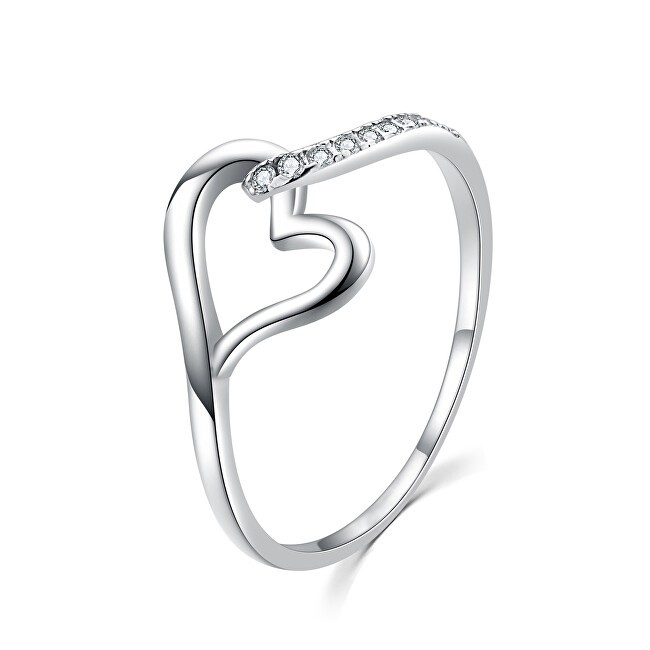 MOISS affascinante argento anello con zirconi cuore R00019 donna trasparente argento 0136-52