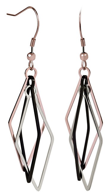 Troli Three-color acciaio orecchini donna oro rosa nero argento 2346