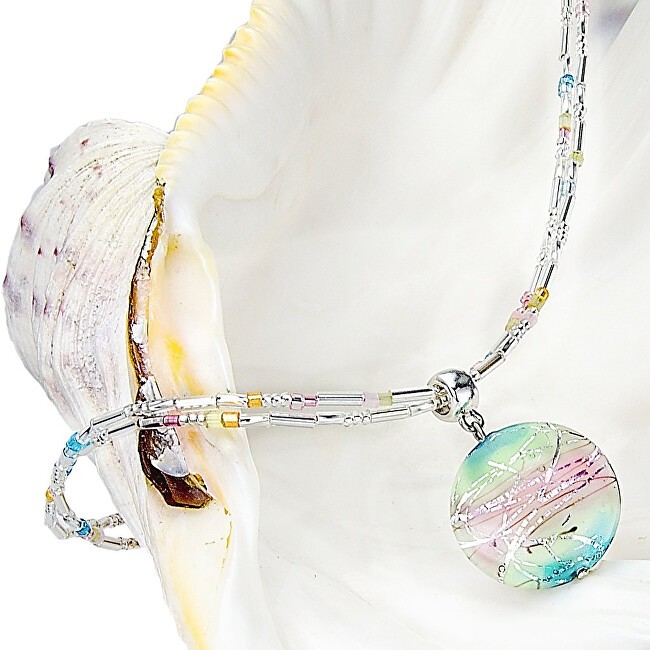 Lampglas delicato donna collana Sweet Childhood con Lampglas perla con pure argento NP22 donna trasparente oro verde verde