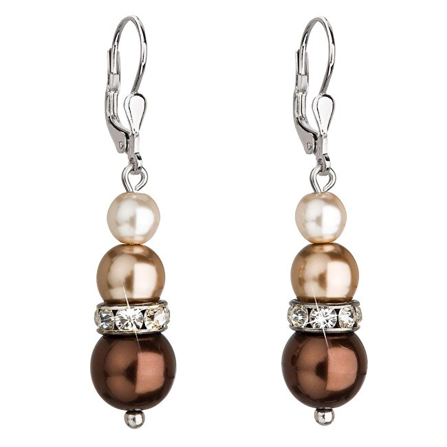 Evolution Group bronzo perlina orecchini con cristalli 31150.3 donna marrone trasparente perlato argento bianco 0627