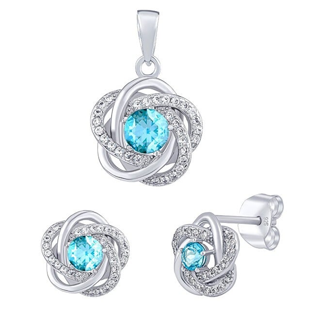 Silvego argento gioielli set ROSALYN con real topazio Swiss e Brilliance zirconia JJJS0088TS (earrings, pendant) donna