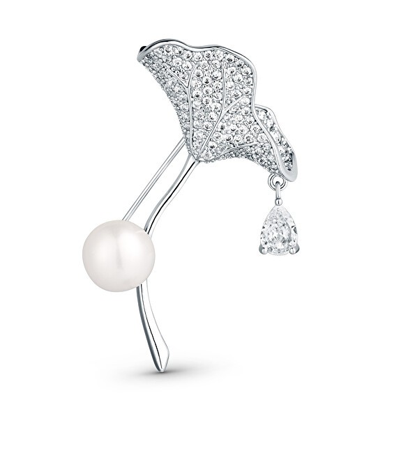 JwL Luxury Pearls Sparkling 2in1 cristallo e genuine Ginkgo perla spilla JL0838 donna 0838