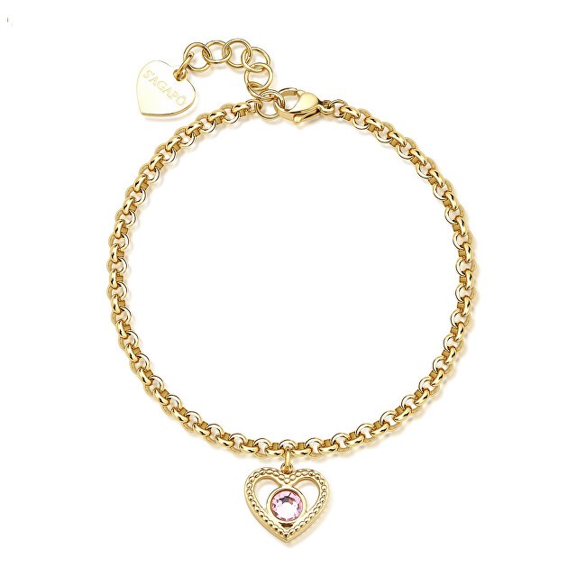 S'Agapõ romantico oro placcato cuore bracciale Lucky chiaro SKT42 donna oro rosa 1408