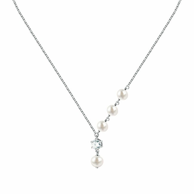 Morellato elegante collana con real perle e zircone perla SXU55 donna trasparente perlato argento bianco 4823