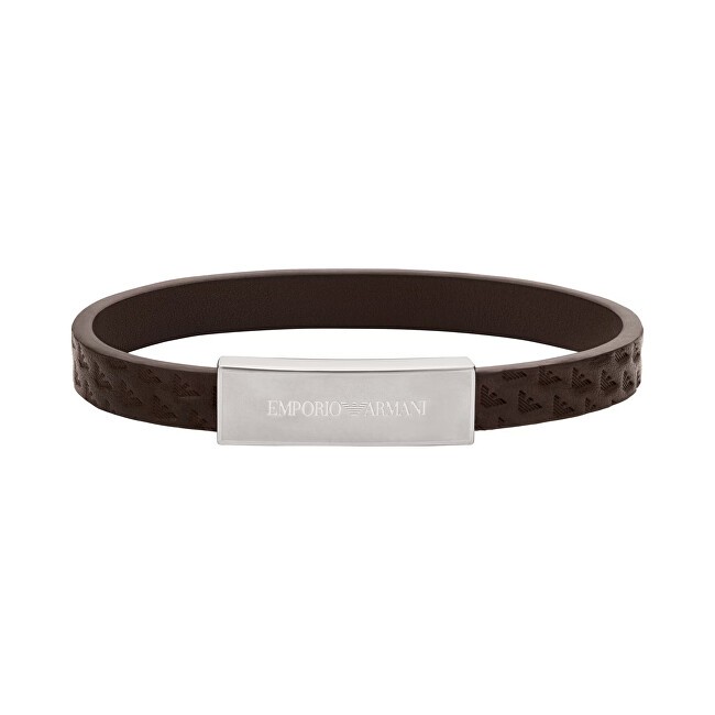 Emporio Armani marrone pelle bracciale EGS3251040 uomo marrone argento 0809