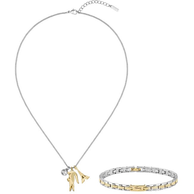 Lacoste Luxury gioielli set per donne metropole 2070045 (bracelet, collana) donna bicolore oro argento 0344