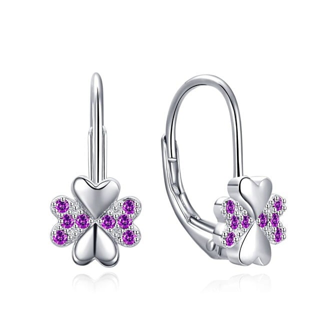 MOISS argento orecchini con fucsia zirconi quadrifoglio quadrifogli E0000567 donna fucsia argento 1072