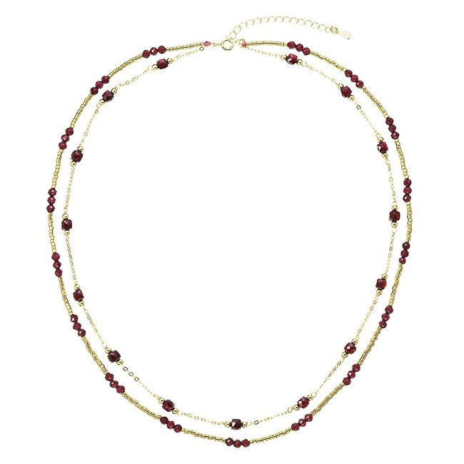 Evolution Group Double placcato oro collana con granati 12183.3 donna bordeaux oro rosso 1450