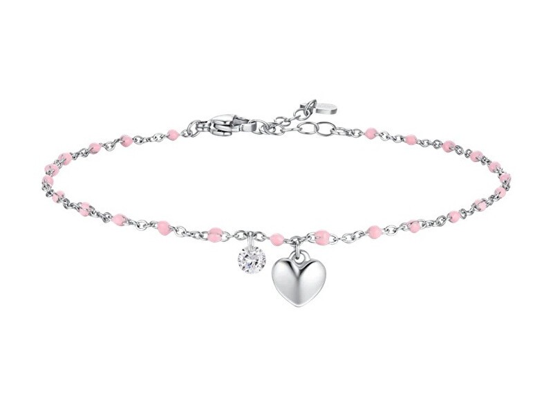 Luca Barra acciaio cavigliera con rosa perle cuore CV156 donna trasparente rosa chiaro argento 0043