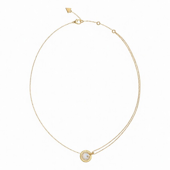 Guess placcato oro collana con madreperla G cristallo JUBN05437JWYGT/U donna trasparente oro perlato 3836