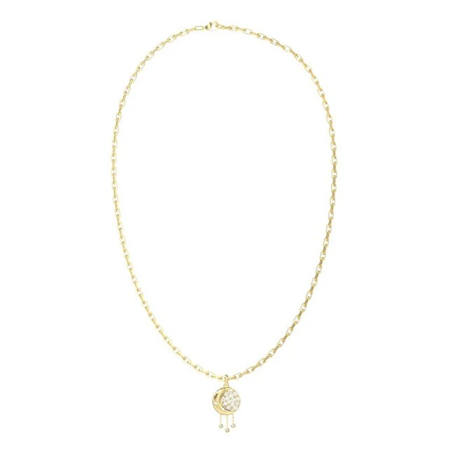 Guess placcato oro collana luna Aurora JUBN06227JWYGT/U donna trasparente oro 3848