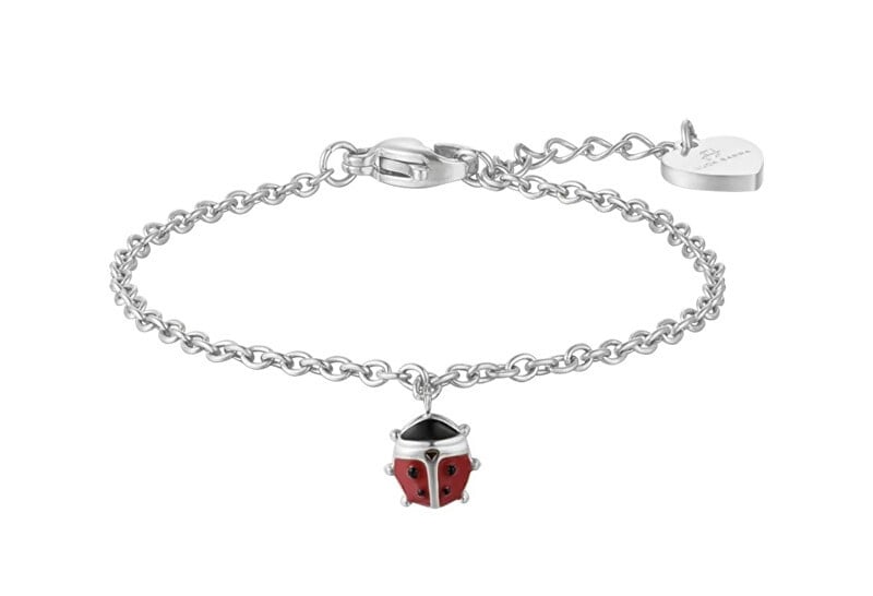 Luca Barra Girls' acciaio bracciale coccinella per portafortuna JB103 bambini nero rosso argento 0082