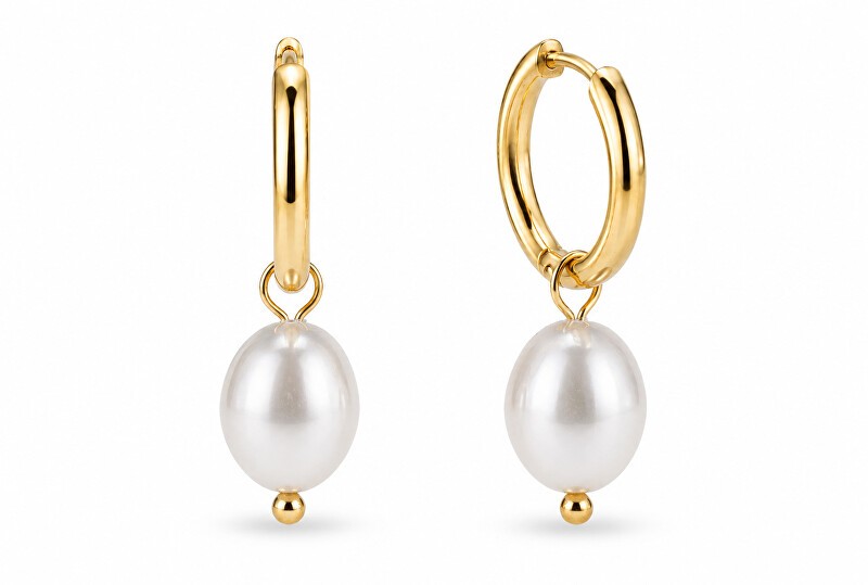 Troli affascinante placcato oro orecchini con sintetico perle 2in1 VAAXF340G donna oro perlato bianco 4686