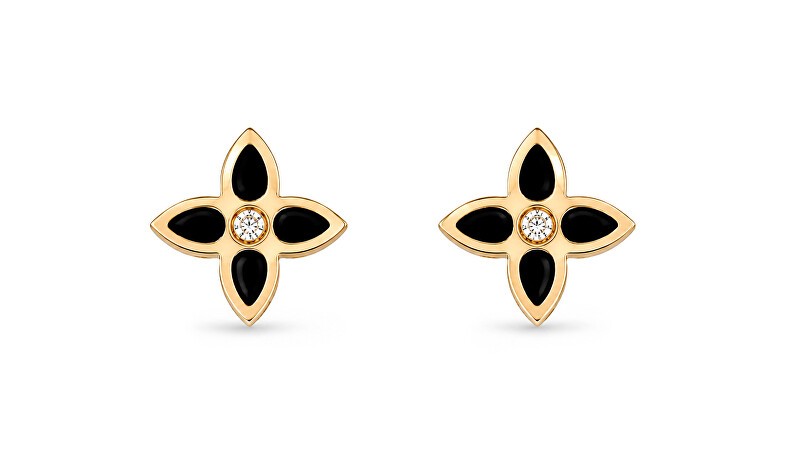 Kalace placcato oro orecchini nero fiori SK-E2849-JN donna nero trasparente oro 0022