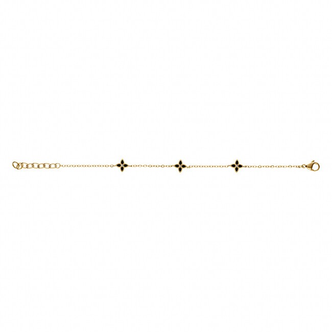 Kalace delicato placcato oro bracciale con nero fiori SK-B2849-JN donna nero trasparente oro 0018