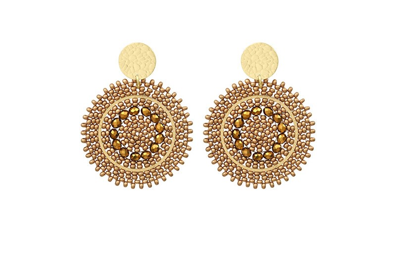 Sàntibé orecchini con champagne perle mini spagnola mini ESP-CHAM-BO donna beige marrone oro 0006
