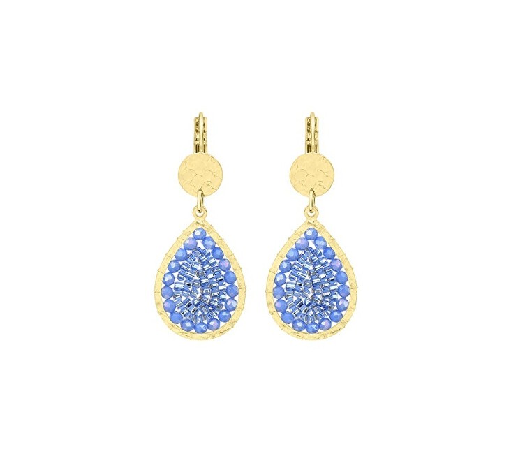 Sàntibé blu goccia mini Ysé pendente orecchini mini YSÉ-CÉLE-BO donna blu oro 0011