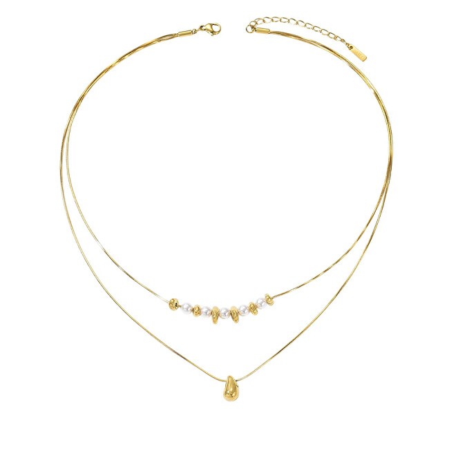 Troli Double oro placcato lacrima goccia oro collana donna oro bianco 4735