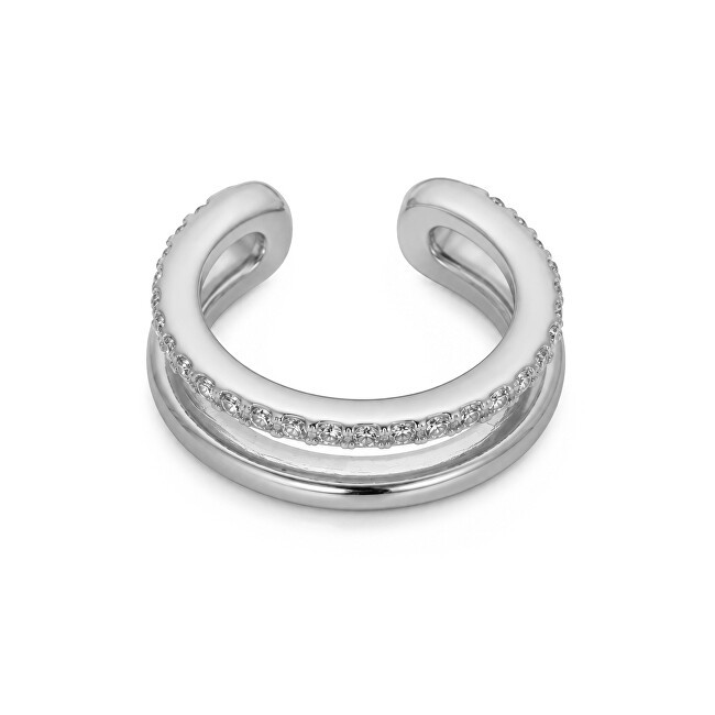 Troli elegante double singolo orecchino fatto di acciaio argento donna trasparente argento 4743