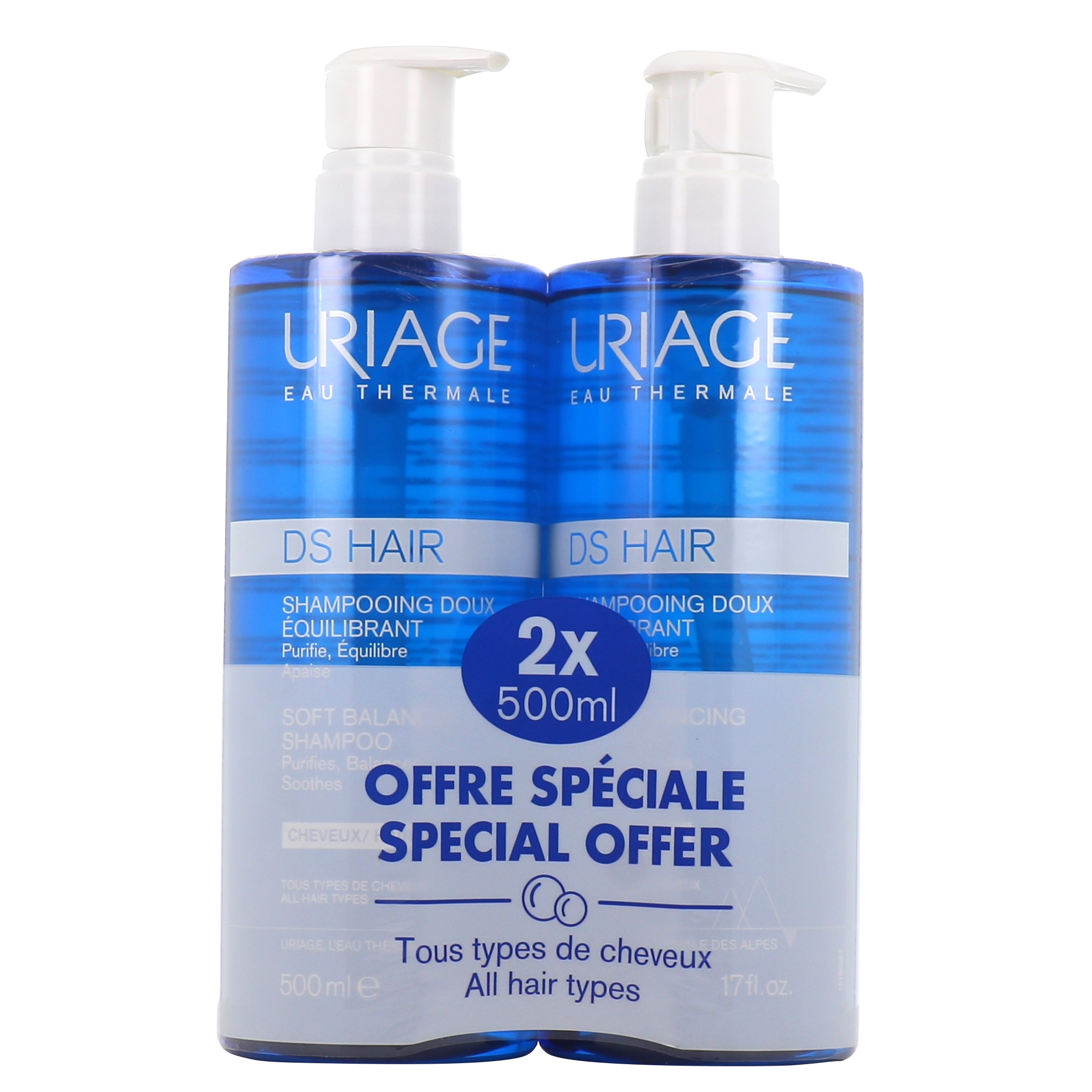 Uriage DS HAIR smooth regulating shampoo duo 2 x 500ml unisex