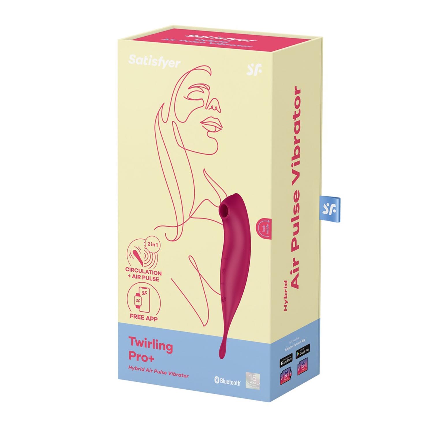 Satisfyer twirling pro vibrador hibrido de aire app rojo oscuro 1un donna