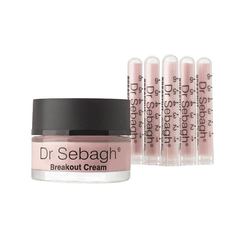 Breakout Set Dr Sebagh Breakout AntiAcnee Powder Tubes 5 pcs 195 g Breakout Calming Day Cream For Face 50ml unisex