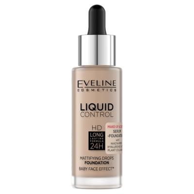 EVELINE Liquid Control HD Mattifying Drops Fondotinta viso opacizzante 025 Light Rose Niacinamide 32ml