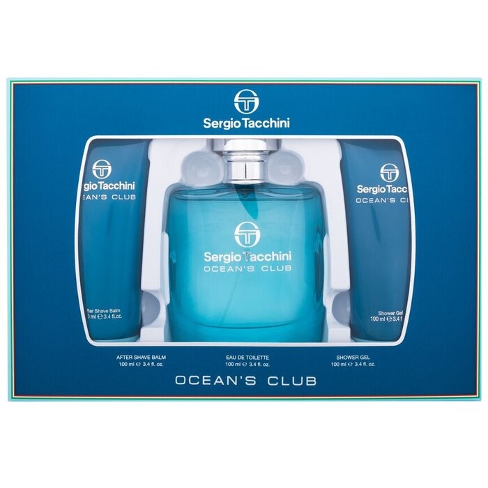 Sergio Tacchini Set regalo Oceans Club eau de toilette 100 ml gel doccia 100 ml e balsamo dopobarba 100 ml uomo 100ml