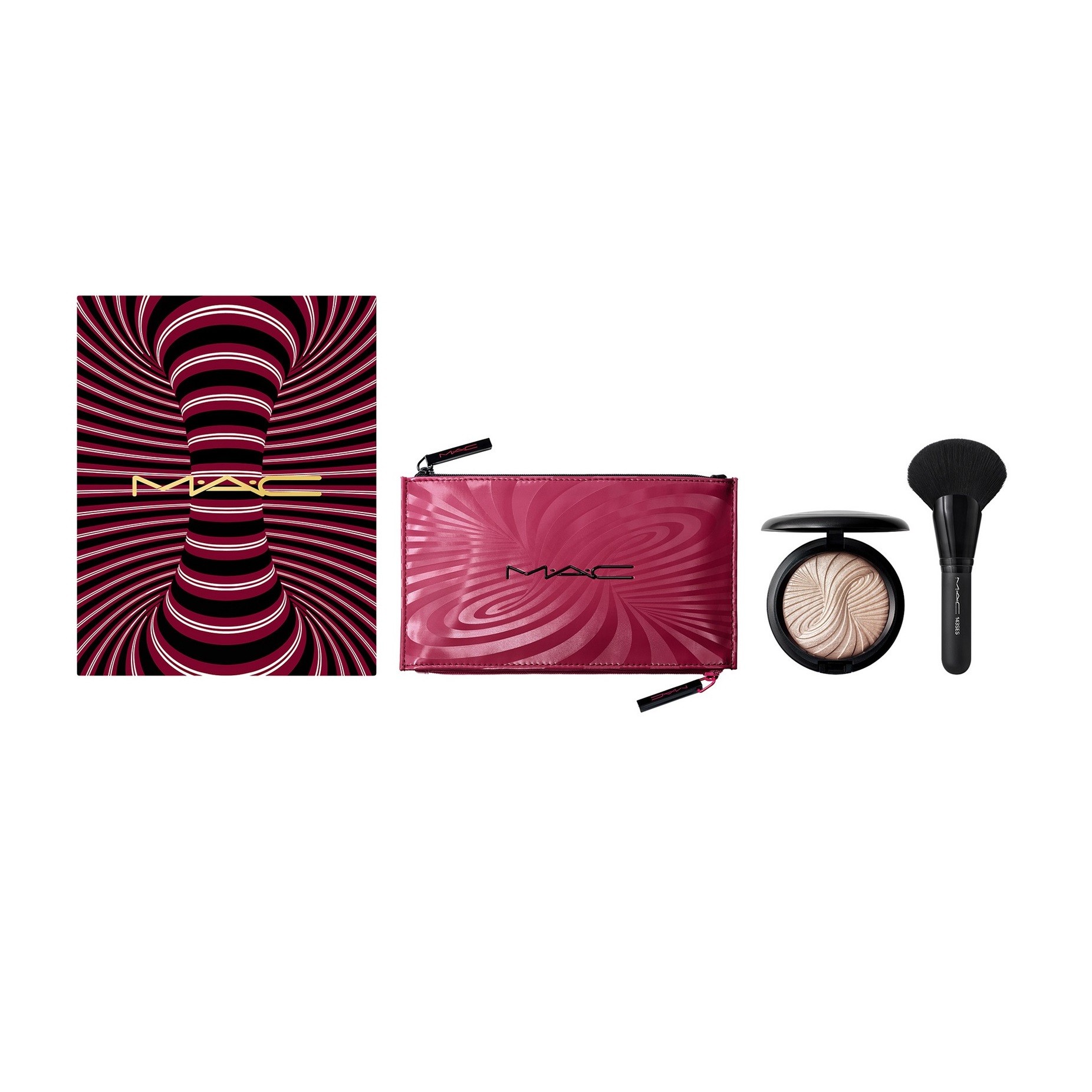 Trick Of The Light Extra Dimension Skinfinish Kit Set MAC Makeup Bag Burgundy MAC Multi Face Brush 143S Extra Dimension Ski