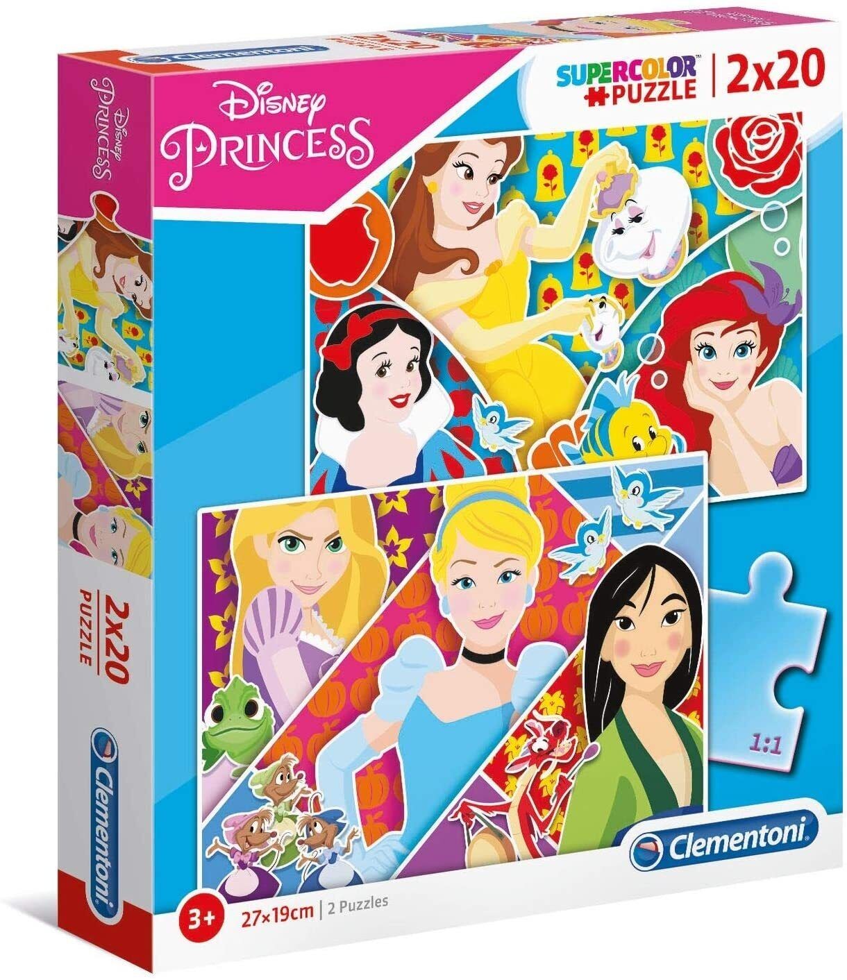 Clementoni Supercolor Disney Princess Puzzle 2 x 20 pcs For Girls 3 years donna
