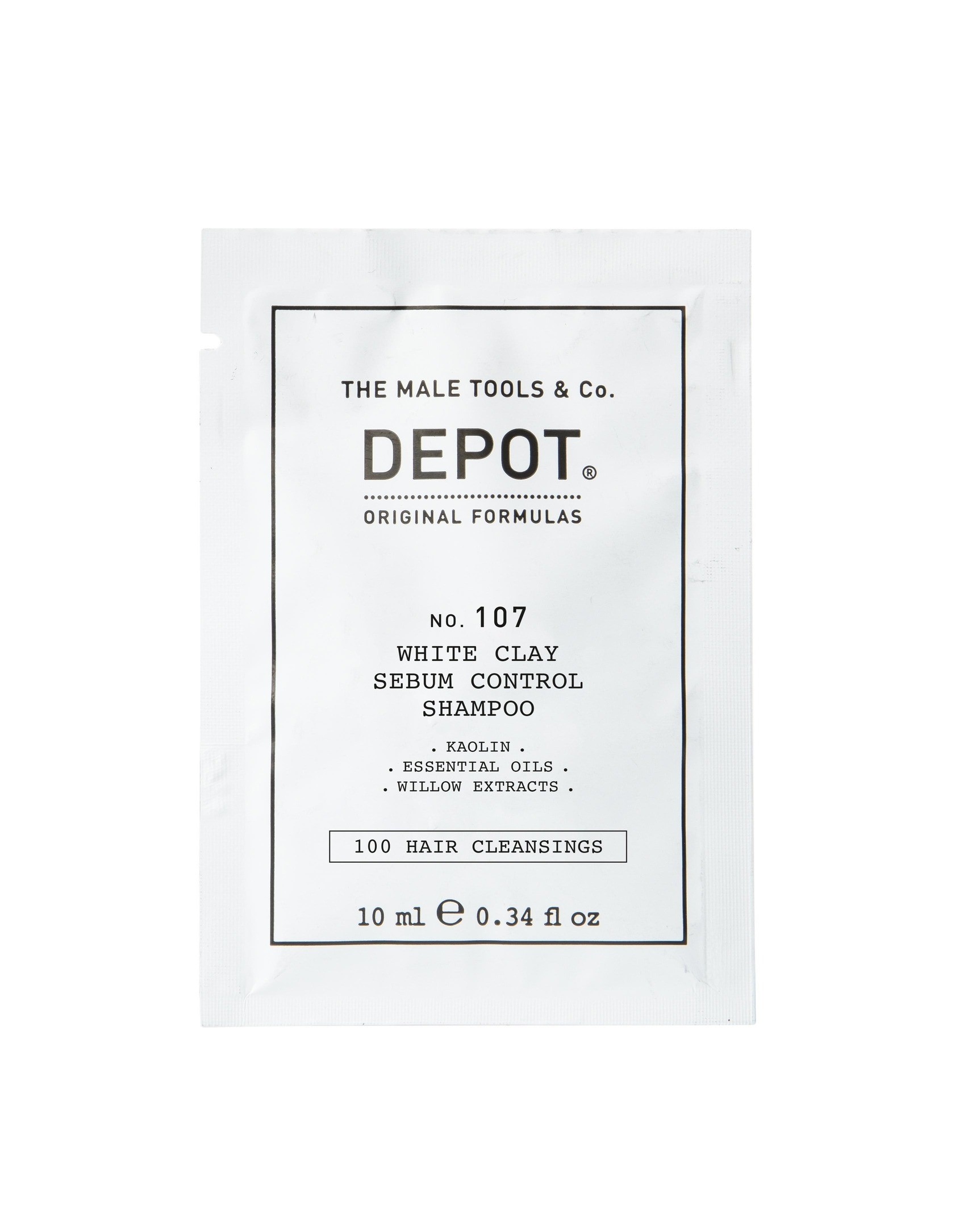 Depot 100 Hair Cleansing No 107 Kaolin Hair Shampoo For Regulation Of Excessive Sebum 10ml donna