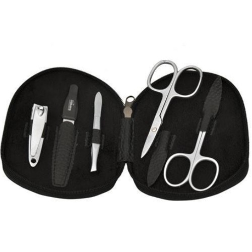 DuKaS PL112 Solingen Manicure da uomo in vera pelle nera uomo