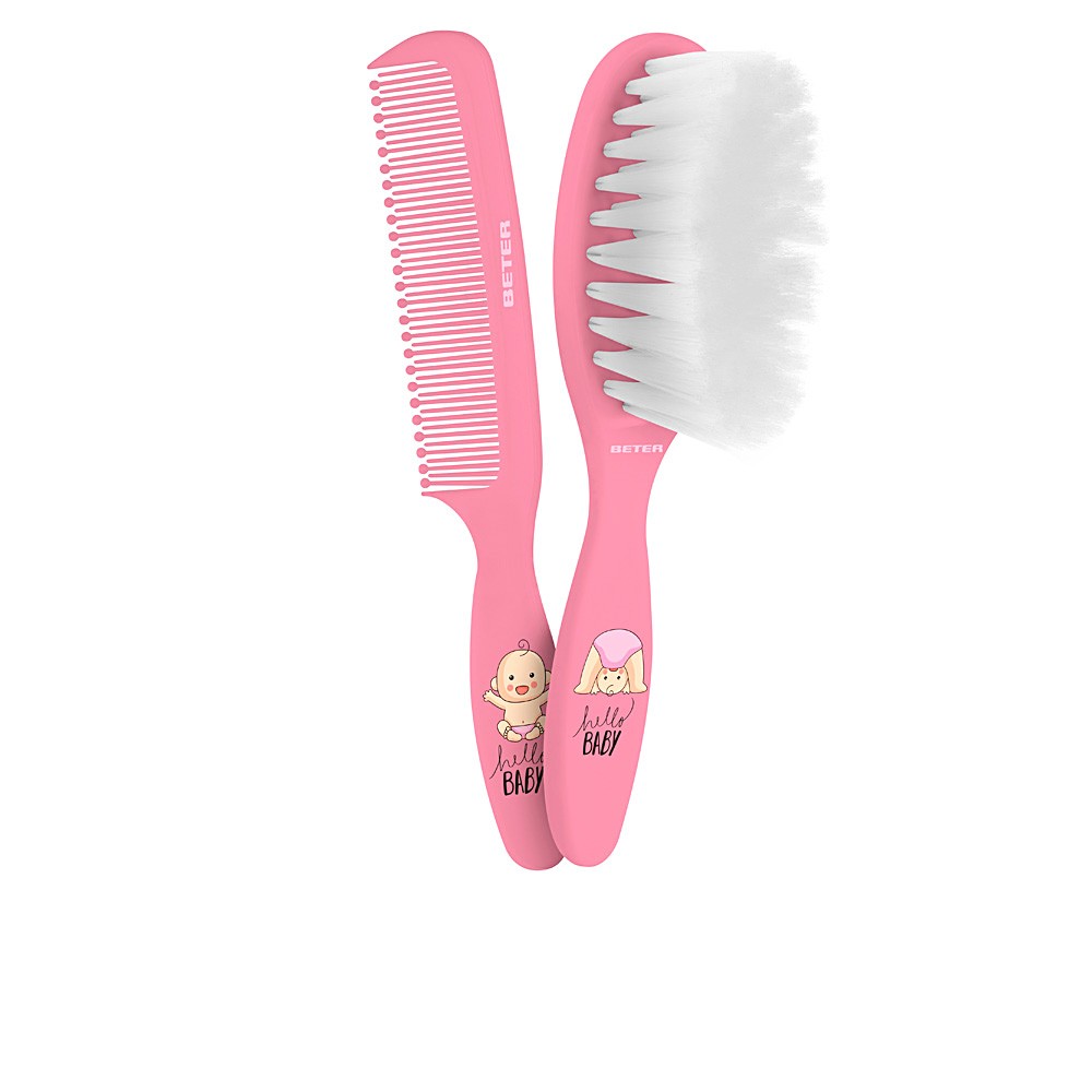 Beter Baby Brush And Comb Set Pink Unisex
