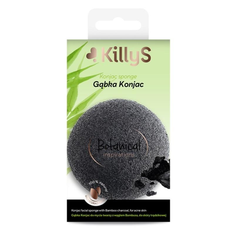 KILLYS Botanical Inspirations Spugna per la pulizia del viso konjac con carbone di bamb per la pelle acneica
