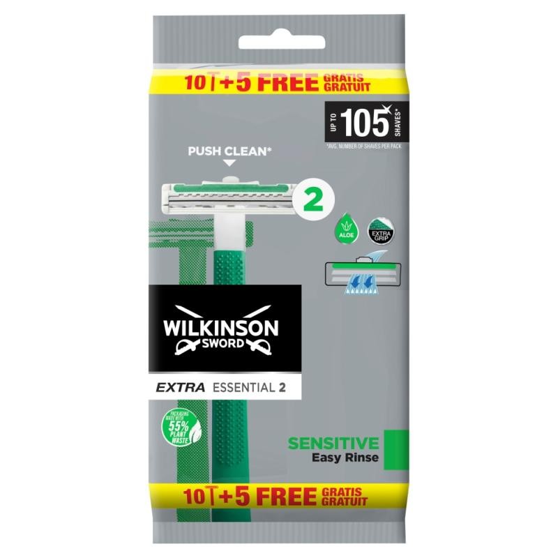 Wilkinson Sword Rasoio usa e getta Extra Essential 10 + 5 pezzi uomo